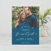 Blue 2 Photos Minimalist Be our Guest Quote Save The Date (Staand voorkant)