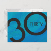 Blue 30 Decade Birthday Briefkaart (Voorkant / Achterkant)