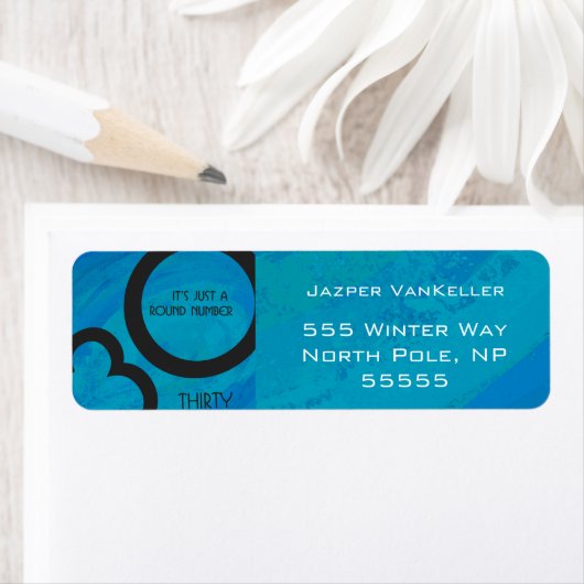 Blue 30 Decade Birthday Etiket (Insitu)