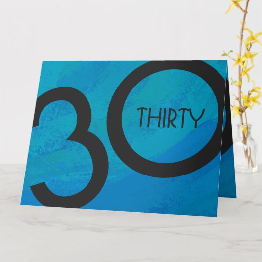 Blue 30 Decade Birthday Kaart (Gele Bloem)