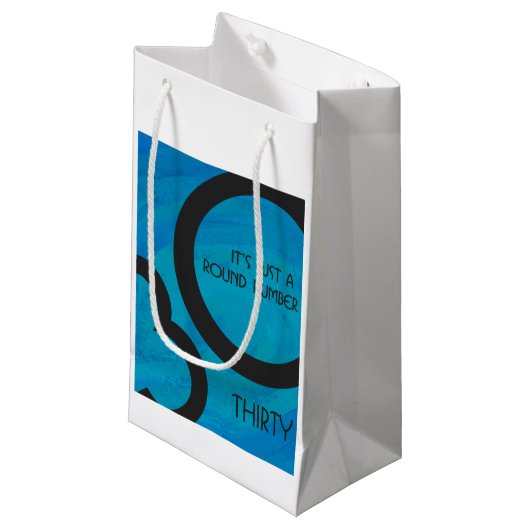 Blue 30 Decade Birthday Klein Cadeauzakje (Voorkant Gekanteld)