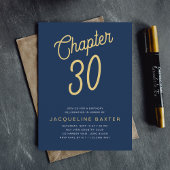 Blue 30th Birthday Gold Script 30th Birthday Kaart