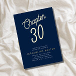 Blue 30th Birthday Gold Script Hoofdstuk 30 Party Folie Uitnodiging<br><div class="desc">Viel je 30ste verjaardag in stijl met deze aanpasbare uitnodiging van Zazzle. Deze folie-gestempelde uitnodiging is voorzien van een gewaagd blauw en goudscript, ideaal voor een mijlpaal viering. Met een klassiek formaat en ruimte om al uw belangrijke details te omvatten, zal deze uitnodiging uw gasten verzekeren geen ding zullen missen....</div>