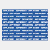 Blue 30th Happy Birthday Custom Name Inpakpapier Vel (Voorkant 3)