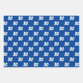Blue 30th Happy Birthday Custom Name Inpakpapier Vel (Voorkant)