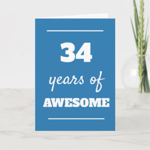 Blue 34th Birthday Kaart