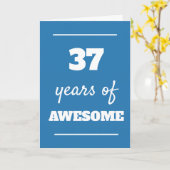 Blue 37th Birthday Kaart (Gele Bloem)