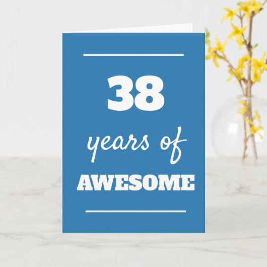 Blue 38th Birthday Kaart (Gele Bloem)