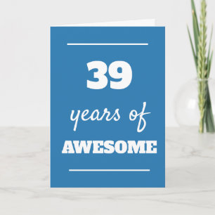 Blue 39th Birthday Kaart