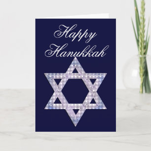 Blue 3 Jeweled Star van David Hanukkah Kaart