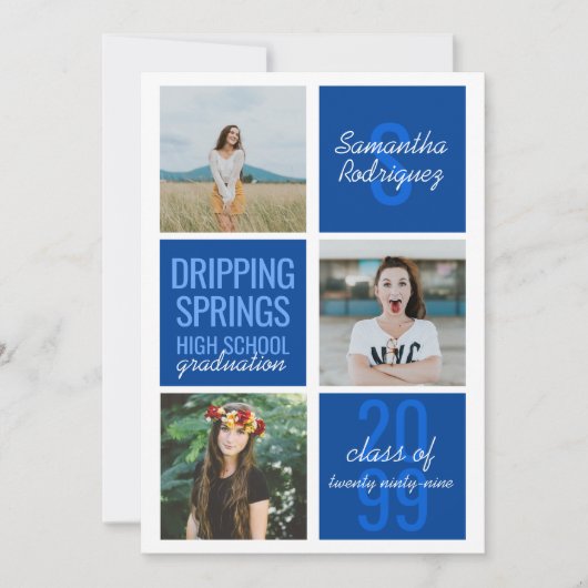 Blue 3-Photo Fun Boxes Afstuderen Kaart (Voorkant)