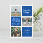 Blue 3-Photo Fun Boxes Afstuderen Kaart (Staand voorkant)