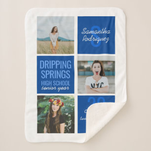 Blue 3-Photo Fun Boxes Class Year Sherpa Deken