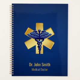 Blue 3D Caduceus Gold Cross Medical Cross Planner