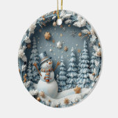 Blue 3D Chirstmas Cute Happy Owl  Keramisch Ornament (Links)