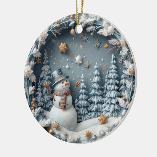 Blue 3D Chirstmas Cute Happy Owl  Keramisch Ornament (Links)