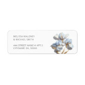 Blue 3D Flowers Stylized Lilies Wedding Etiket (Voorkant)