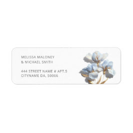 Blue 3D Flowers Stylized Lilies Wedding Etiket