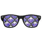 Blue 3D Squares Pattern Retro Fun Zonnebril (Voorkant)
