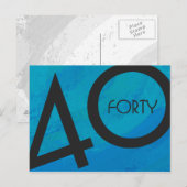 Blue 40 Decade Birthday Briefkaart (Voorkant / Achterkant)