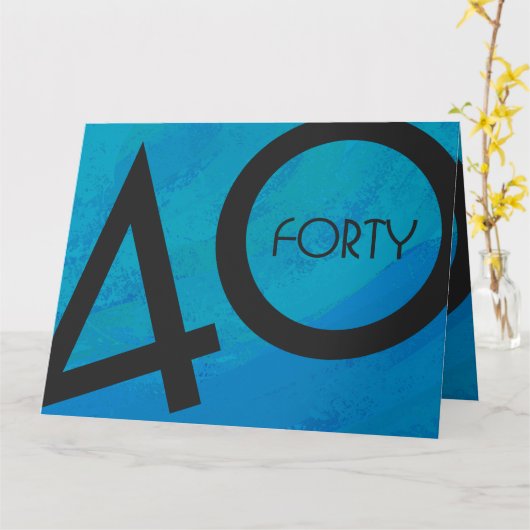 Blue 40 Decade Birthday Kaart (Gele Bloem)
