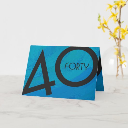 Blue 40 Decade Birthday Kaart (Gele Bloem)