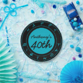 Blue 40th Birthday Party Personalized Paper Borden Papieren Bordje (Feest)