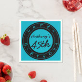 Blue 45th Birthday Party Personalized Paper Napkin Servetten (Insitu)