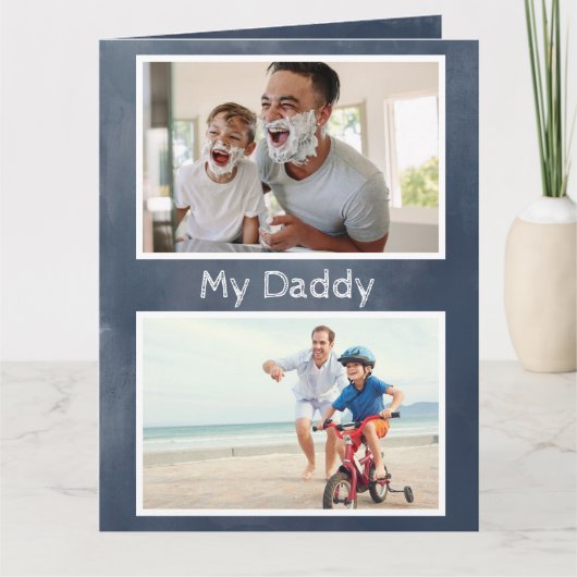 Blue 4 Foto Vaderdag Kaart van Admiring Son (Voorkant)