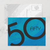 Blue 50 Decade Birthday Briefkaart (Voorkant / Achterkant)