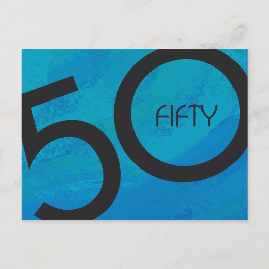Blue 50 Decade Birthday Briefkaart (Voorkant)