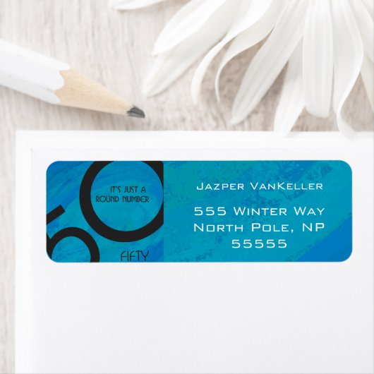 Blue 50 Decade Birthday Etiket (Insitu)