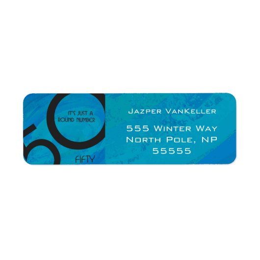 Blue 50 Decade Birthday Etiket (Voorkant)