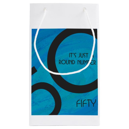 Blue 50 Decade Birthday Klein Cadeauzakje (Achterkant)
