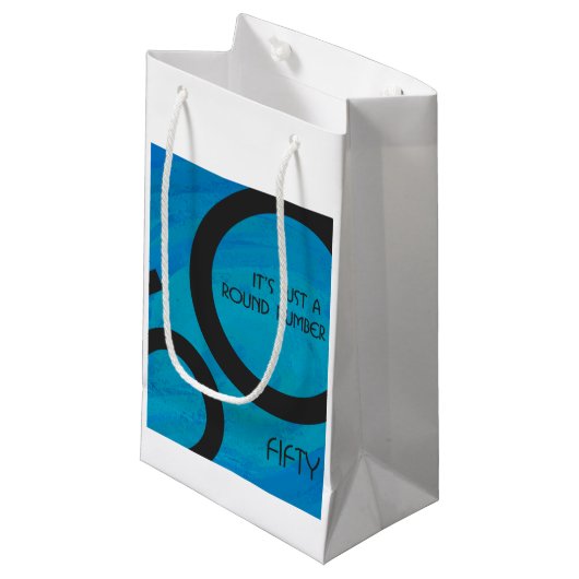 Blue 50 Decade Birthday Klein Cadeauzakje (Voorkant Gekanteld)