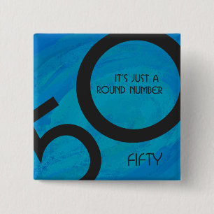 Blue 50 Decade Birthday Vierkante Button 5,1 Cm