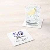 Blue 50 en Fabulous Birthday Party Custom Name Kartonnen Onderzetters (Insitu)