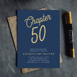 Blue 50th Birthday Gold Script 50 Kaart<br><div class="desc">Viel je 50ste verjaardag in stijl met deze schitterende, blauwe en gouden uitnodiging. Het luxe manuscript en de klassieke blauwe achtergrond zullen de toon voor een speciale, memorabele gebeurtenis plaatsen die uw familie en vrienden niet spoedig zullen vergeten. Of je nu een intieme bijeenkomst plant of een grotere partij, deze...</div>