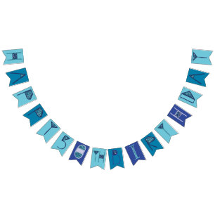 Blue 50th Happy Birthday Bunting Vlaggetjes