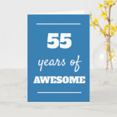Blue 55th Birthday Kaart (Gele Bloem)
