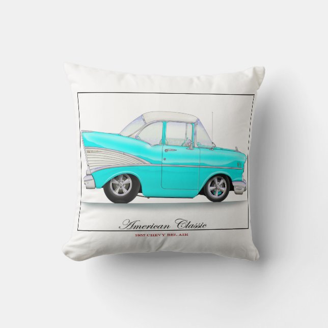 Blue 57 Chevy Pillow Kussen (Voorkant)