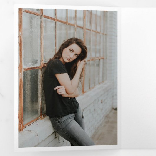 Blue 5-Photo Fun Boxes Afstuderen Drieluik Uitnodiging (Binnenzijde eerst)