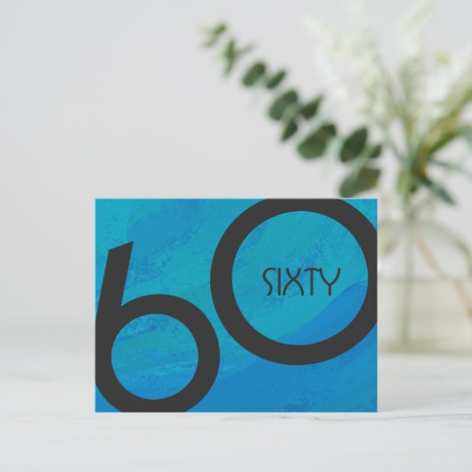 Blue 60 Decade Birthday Briefkaart (Staand voorkant)