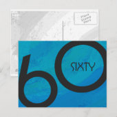 Blue 60 Decade Birthday Briefkaart (Voorkant / Achterkant)