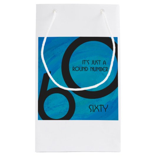Blue 60 Decade Birthday Klein Cadeauzakje (Achterkant)