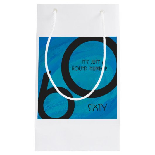 Blue 60 Decade Birthday Klein Cadeauzakje (Voorkant)