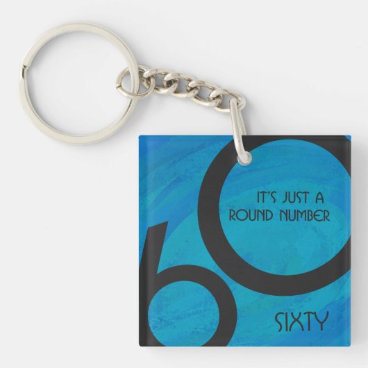 Blue 60 Decade Birthday Sleutelhanger (Voorkant)