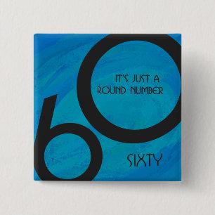 Blue 60 Decade Birthday Vierkante Button 5,1 Cm