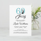 Blue 60 en Sassy | 60e uitnodiging van de Birthday (Staand voorkant)