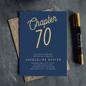 Blue 70th Birthday Gold Script 70 Kaart